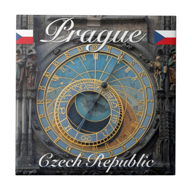 Astronomical clock Prague Orlog Czech Republic Ceramic Tile (Front)