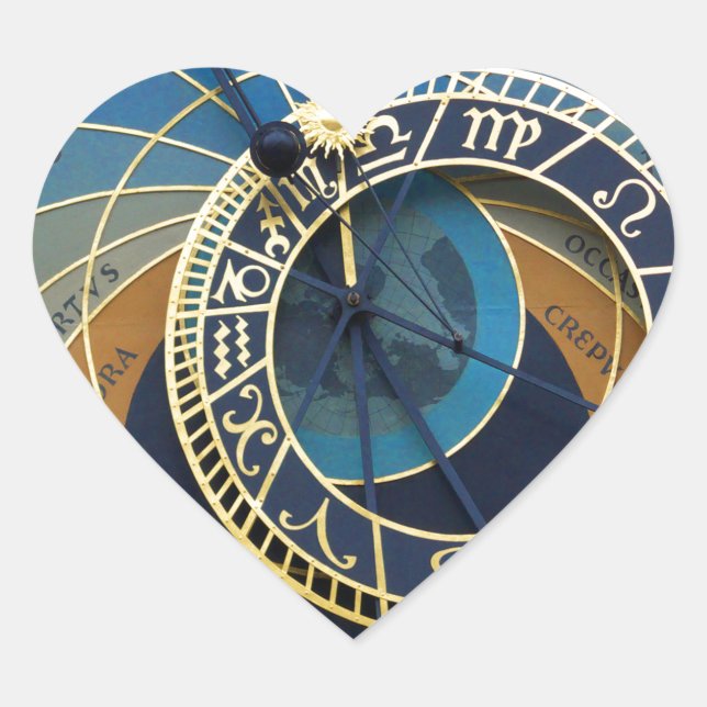 Astronomical Clock-Prague Orloj Heart Sticker (Front)