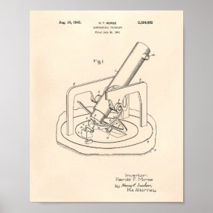 Astronomical Telescope 1943 Patent Art Old Peper Poster