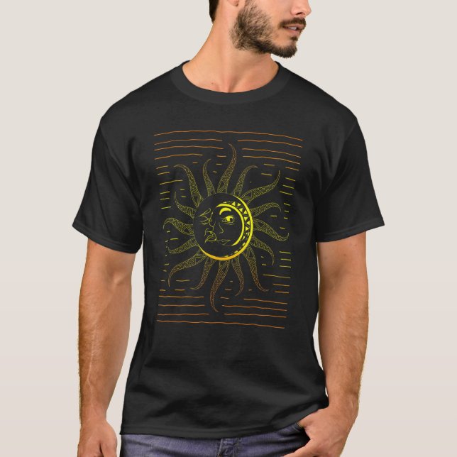 Astronomy Boho Celestial Bodies Sun Moon Astrology T-Shirt (Front)
