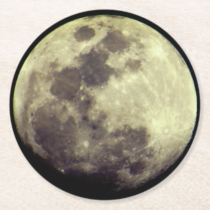 Astronomy   Detailed Moon Round Paper Coaster