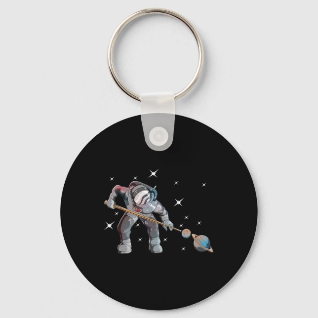 Astronomy Galaxy Billiard Player Astronaut Pool Pl Key Ring (Front)