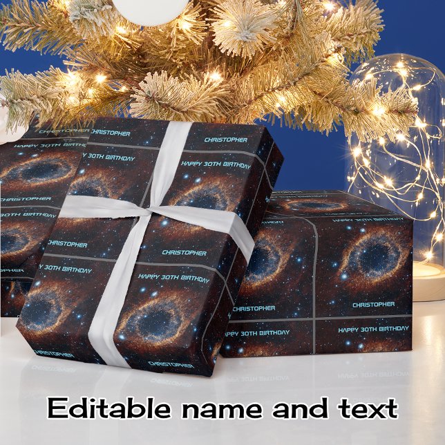 Astronomy helix nebula custom name and text wrapping paper (Creator Uploaded)