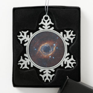 Astronomy helix nebula snowflake pewter christmas ornament