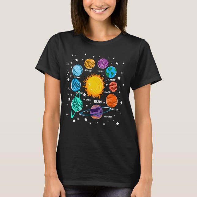Astronomy Kids Solar System Planets Sun Universe T-Shirt (Front)
