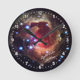 Astronomy, Light Echo Stellar Clock, Hubble Galaxy Round Clock