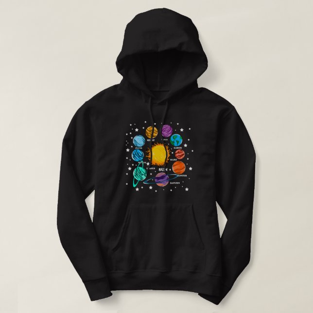 Astronomy Lover Kids Solar System Planets Sun Univ Hoodie (Design Front)
