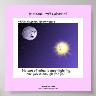 Astronomy Moonlighting Cartoon Funny Canvas Print