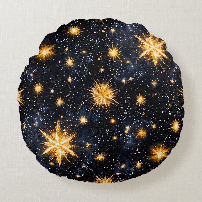 Astronomy Night Sky Celestial Stars Round Cushion (Front)