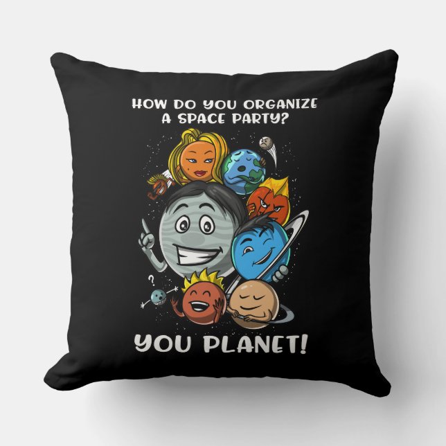 Astronomy Space Party Solar System Planets Joke Cushion (Front)