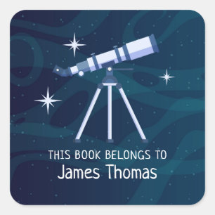 Astronomy Telescope Book Label