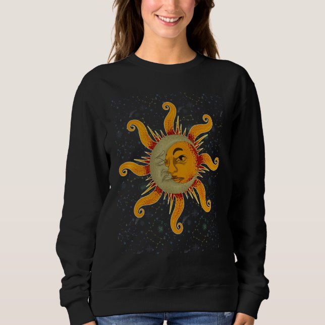 Astronomy Universe Sun Crescent Moon Boho Astrolog Sweatshirt (Front)