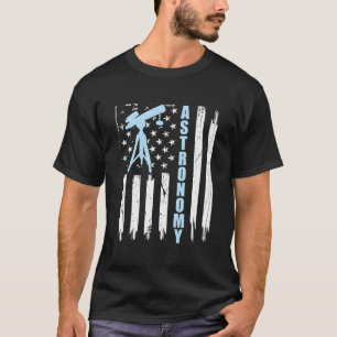Astronomy Usa American Flag Telescope 4Th Of July T-Shirt