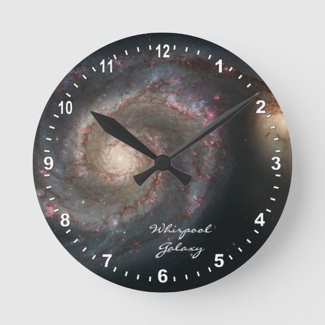 Astronomy & Whirpool Galaxy Clock, Hubble / spiral Round Clock (Front)