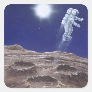 Astronuat above Mercury Square Sticker