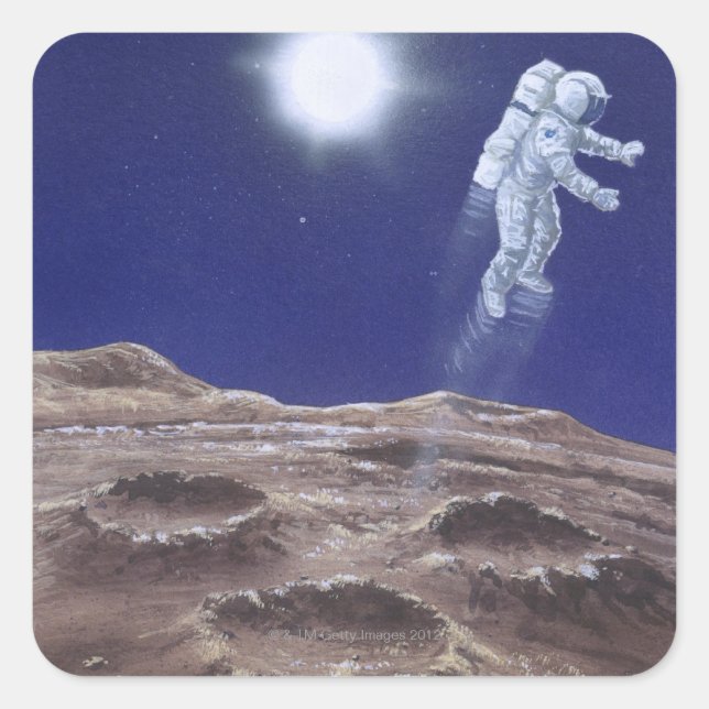 Astronuat above Mercury Square Sticker (Front)