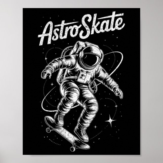 Astroskate Astronaut Skateboarding Space Sci Fi (a Poster (Front)
