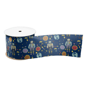 Astrounaut Space Man Colorful Satin Ribbon