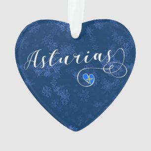 Asturias Flag Heart, Asturies, Spain Ornament