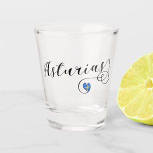 Asturias Flag Heart, Asturies, Spain Shot Glass