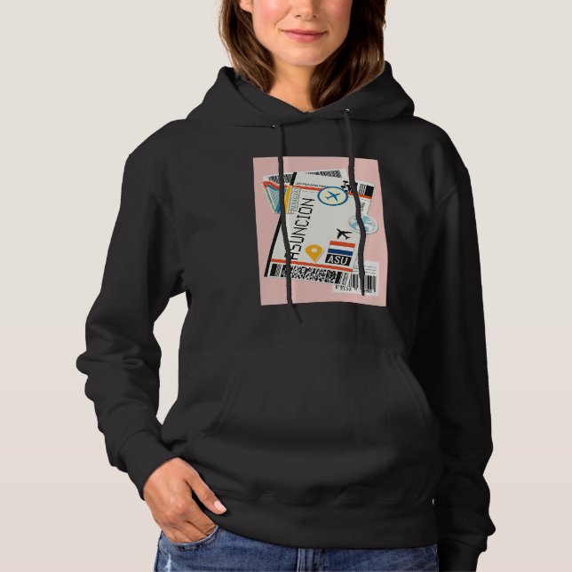 Asunción Paraguay City Skyline Silhouette Outline  Hoodie (Front)