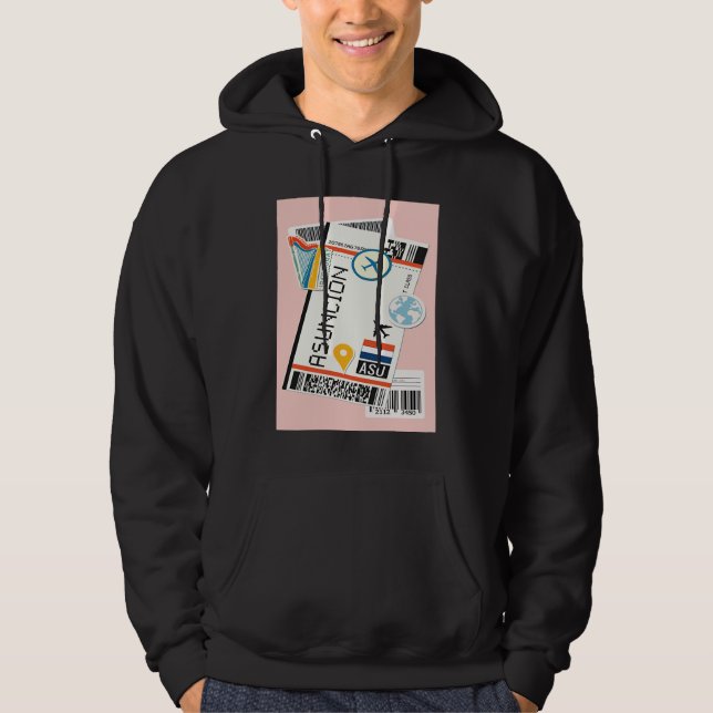 Asunción Paraguay City Skyline Silhouette Outline  Hoodie (Front)
