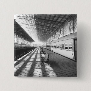 Aswan Egypt, Interior of Aswan Dam Train Station 15 Cm Square Badge