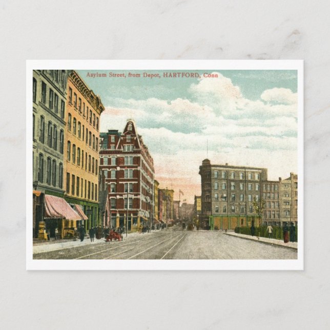 Asylum St., Hartford, CT 1911 Vintage Postcard (Front)