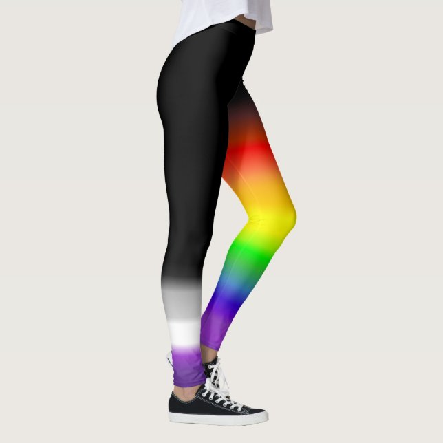 Asymmetric ace asexual rainbow pride flags leggings (Right)
