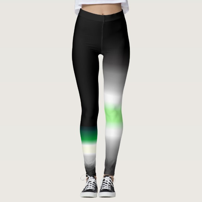 Asymmetric agender aro aromantic pride flags leggings (Front)