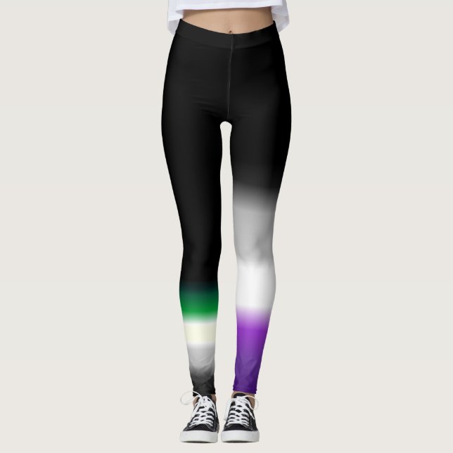 Asymmetric aro ace asexual aromantic pride flags leggings (Front)