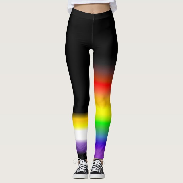 Asymmetric nonbinary gay rainbow pride flags #2 leggings (Front)
