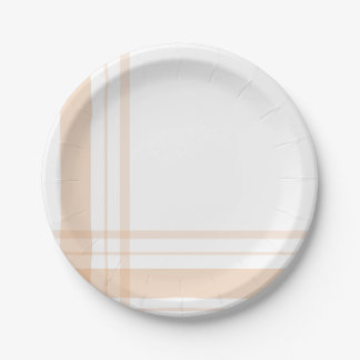 Asymmetric Plaid Orange Opaque Plaid Lines Paper Plate