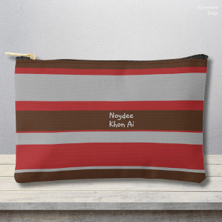Asymmetric Stripes Horizontal Lines Gray Red Brown Accessory Pouch