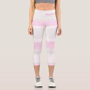 Asymmetric Stripes Lines Grey Pink White Capri Leggings