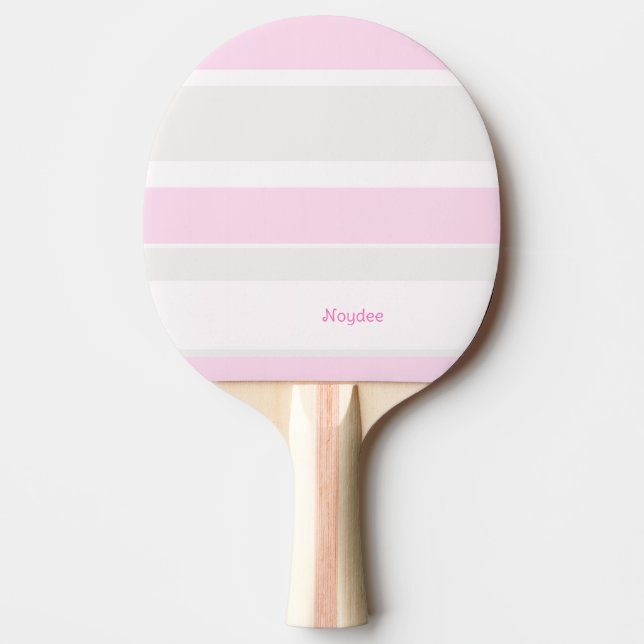 Asymmetric Stripes Lines Grey Pink White Ping Pong Paddle (Front)