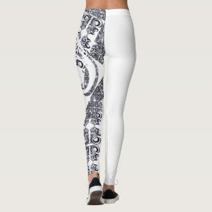 Asymmetrical Black and White Pattern & Your Name Leggings