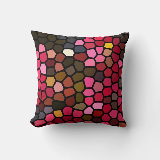 Asymmetrical Geometric Shapes Stained Glass Style Cushion (Front)