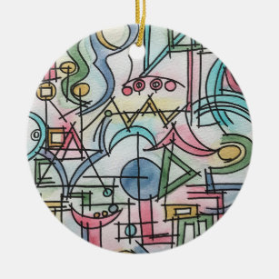 Asymmetry-Whimsical Hand Painted Modern Watercolor Ceramic Ornament
