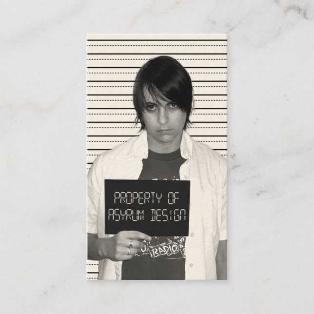asyrum mugshot wanted poster business card (Front)
