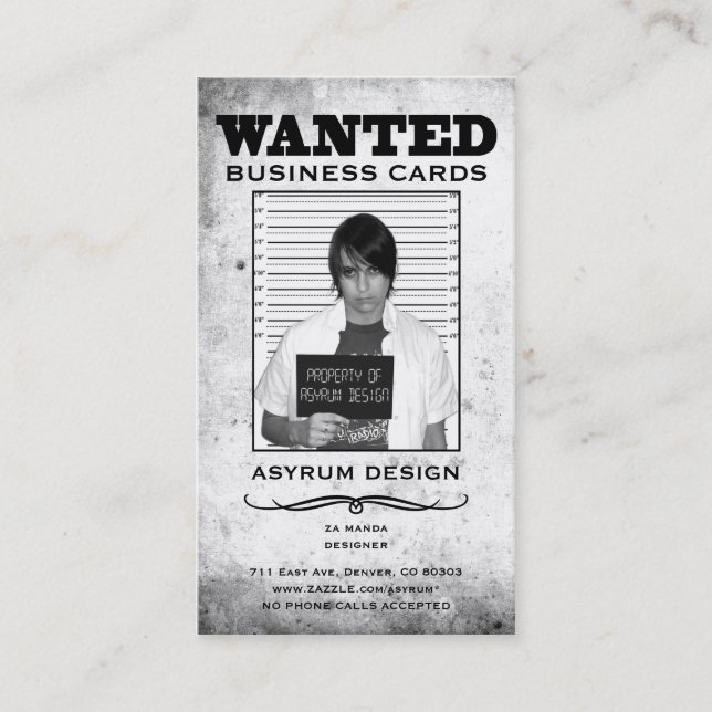 asyrum wanted poster business card (Front)