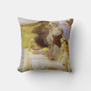 At Aphrodite's Cradle by Sir Lawrence Alma Tadema Cushion
