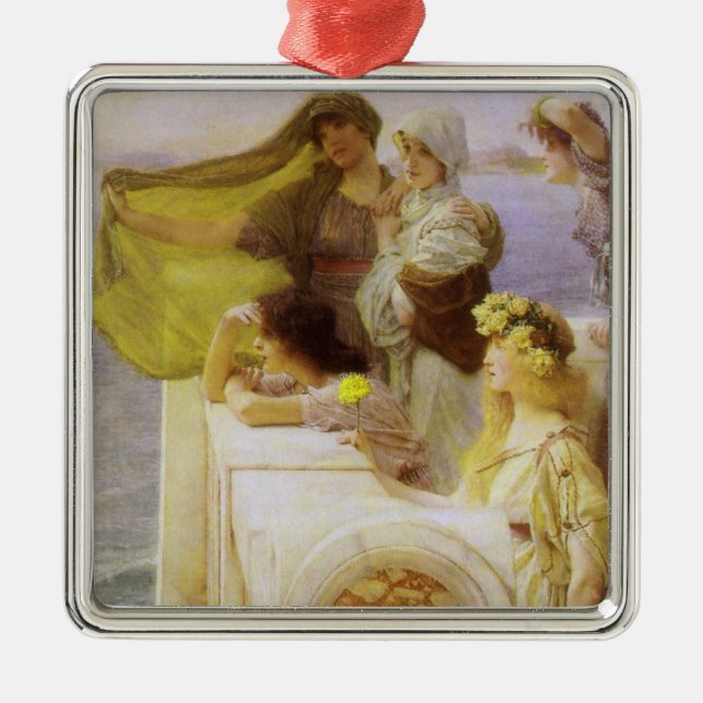 At Aphrodite's Cradle by Sir Lawrence Alma Tadema Metal Ornament (Front)