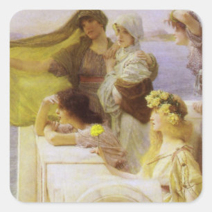 At Aphrodite's Cradle by Sir Lawrence Alma Tadema Square Sticker