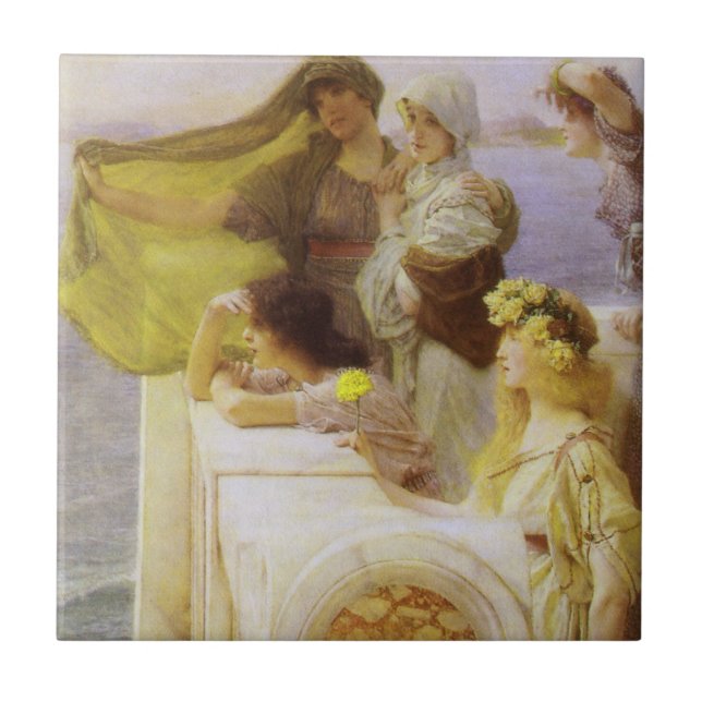 At Aphrodite's Cradle by Sir Lawrence Alma Tadema Tile (Front)