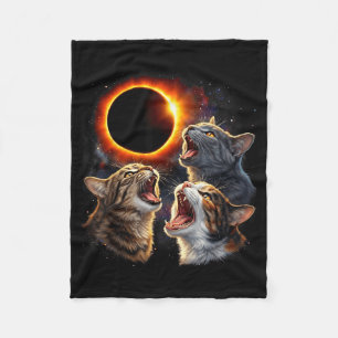 At Cats Howling Total Solar Eclipse Fleece Blanket