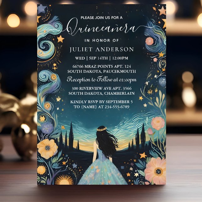 At Dark Fun Star Prom Starry Night Sky Quinceanera Invitation (Creator Uploaded)