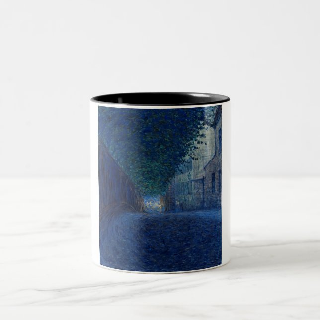 At Dusk (Night Landscape) (Evening Scene) Two-Tone Coffee Mug (Center)