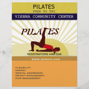 At Gym Stretching Woman Sun Sports Fitness Pilates Flyer