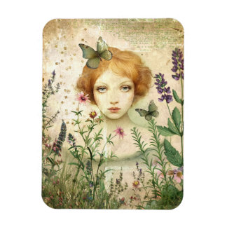 At Home Among the Flowers Mixed Media Collage Magnet